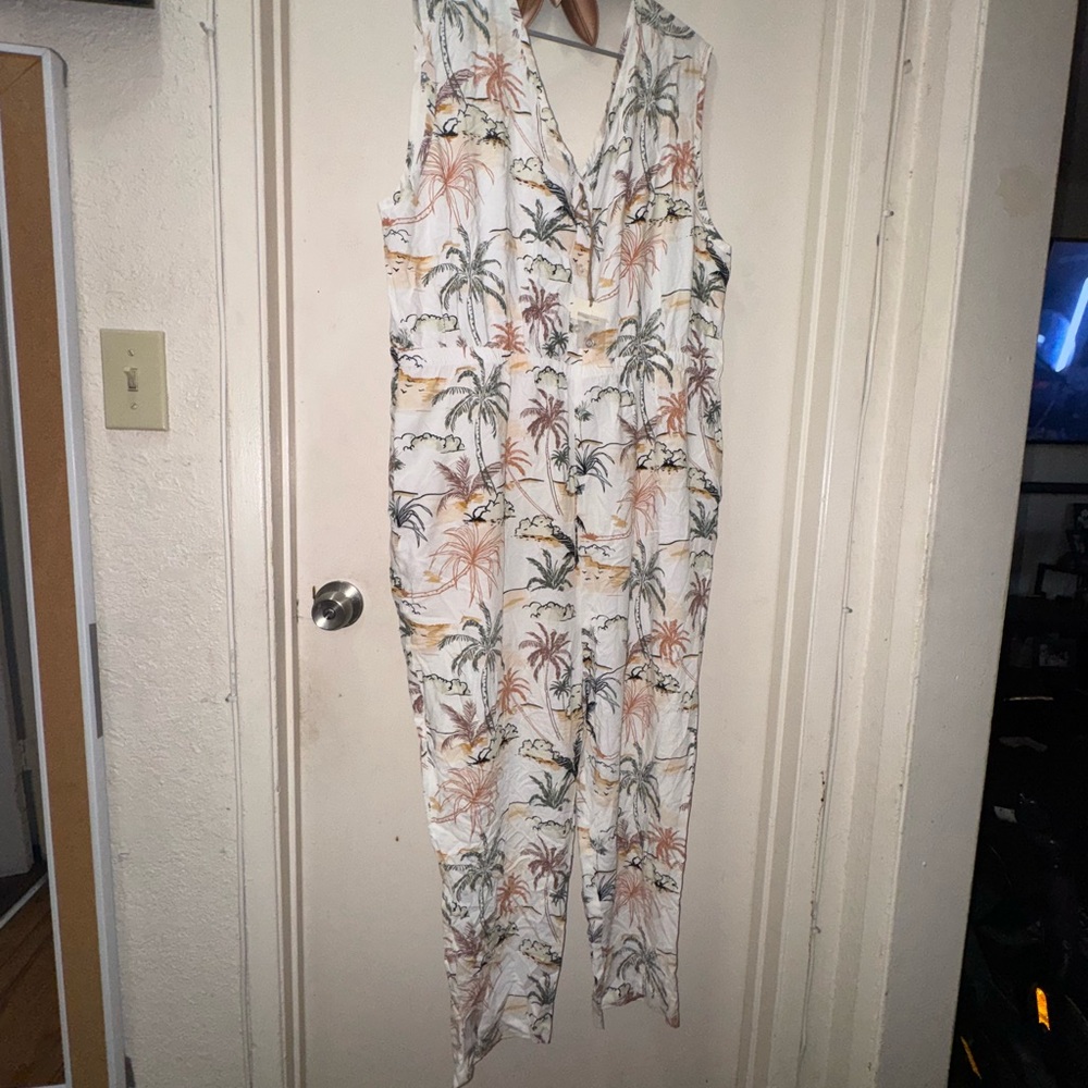 Cost Plus World Market Orange and White Floral Romper